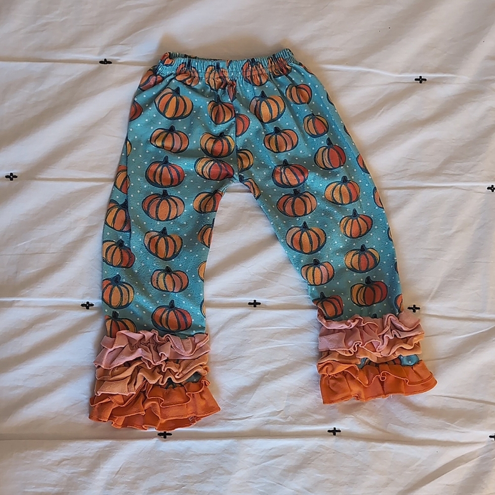 Girls ruffle bottom flare pumpkin pants